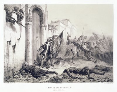 Ponce de Balagner at the Bab-Azoun Gate, from a Volume Commemorating the French Expeditionary Force which Captured Algiers in 1830, engraved by Eugene Charles Francois Guerard by Denis Auguste Marie Raffet
